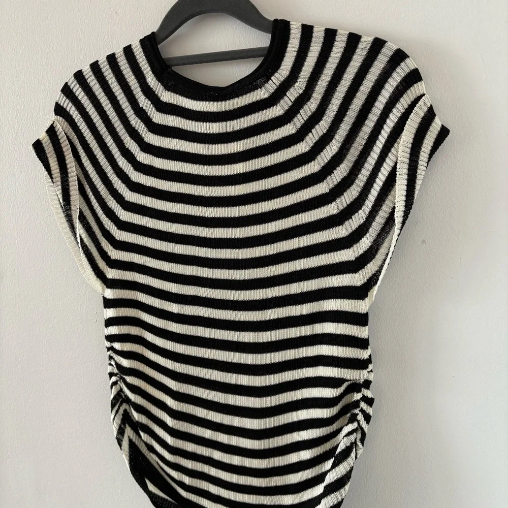 FREE PEOPLE Slinky‎ Baby Tee Black White Striped Combo Size M NWT Bloggers’ Fav!